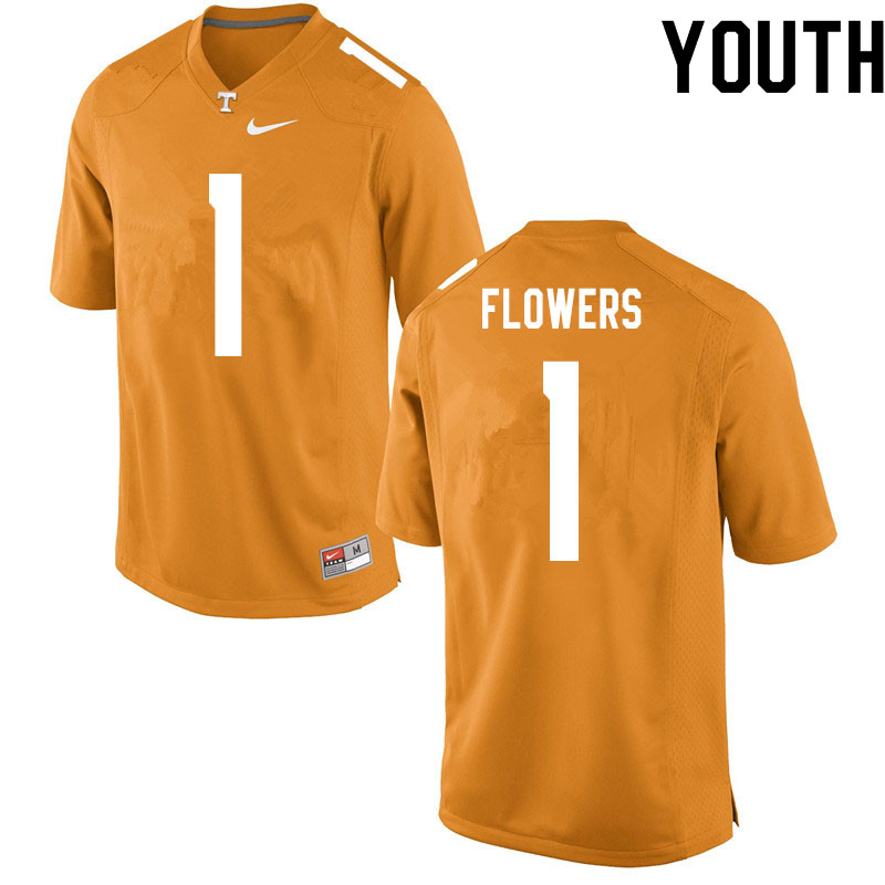 Youth #1 Trevon Flowers Tennessee Volunteers College Football Jerseys Sale-Orange - Click Image to Close